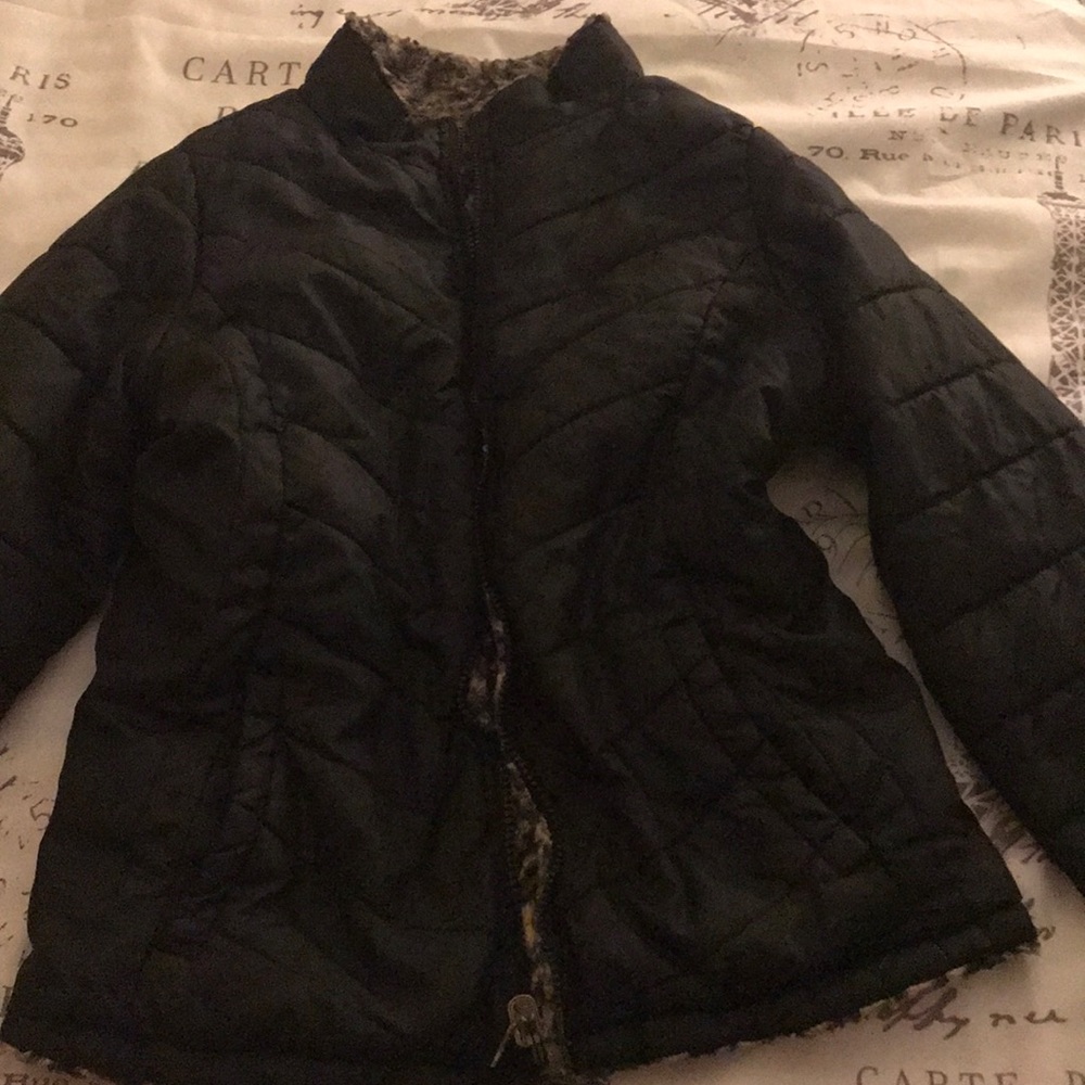 Black and leapord print jacket.